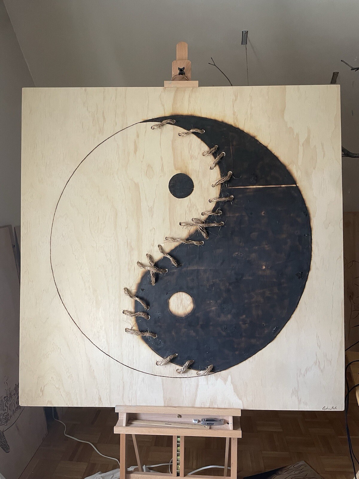 “Inner Union” An Eye Catching, Thought Provoking Wood Burning Piece 4’.0”x4’.0”