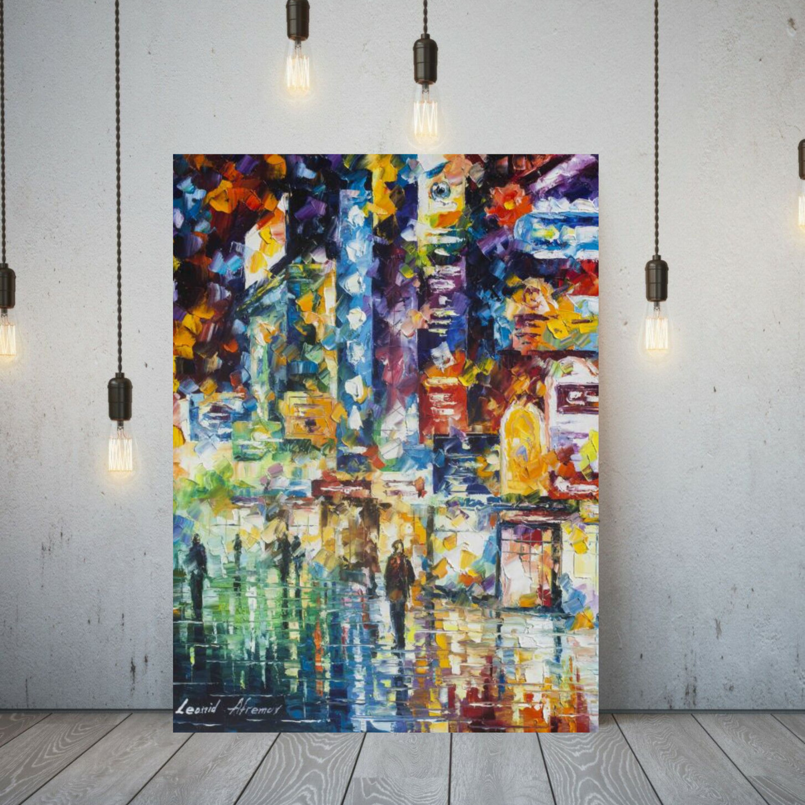 Leonid Afremov ACROSS THE CITY 20″x24″ LIMITED EDITION GICLEE ORIGINAL