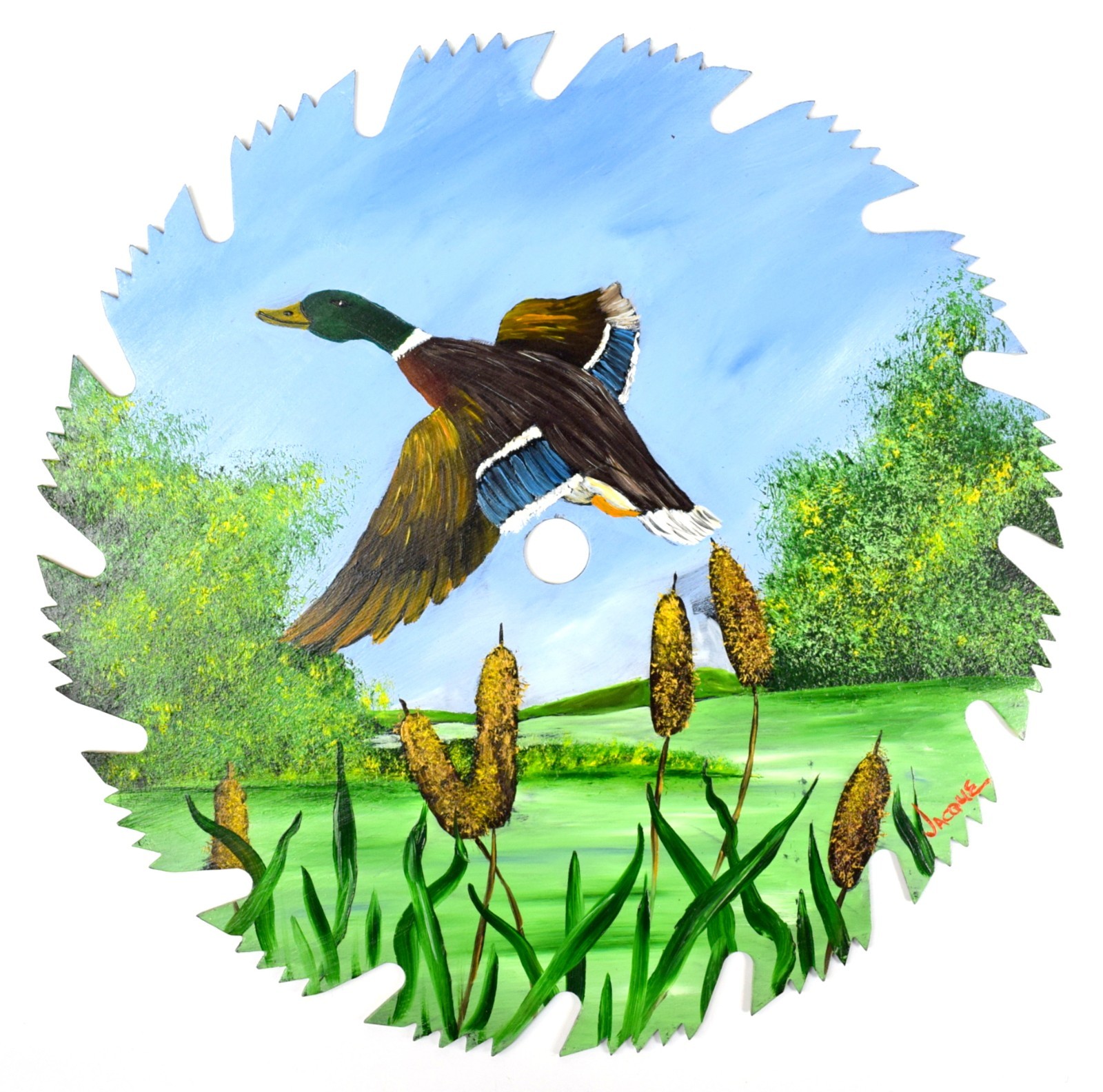 «MALLARD DUCK» Wildlife Art – Handpainted on Circular Saw Blade – Signed * USA