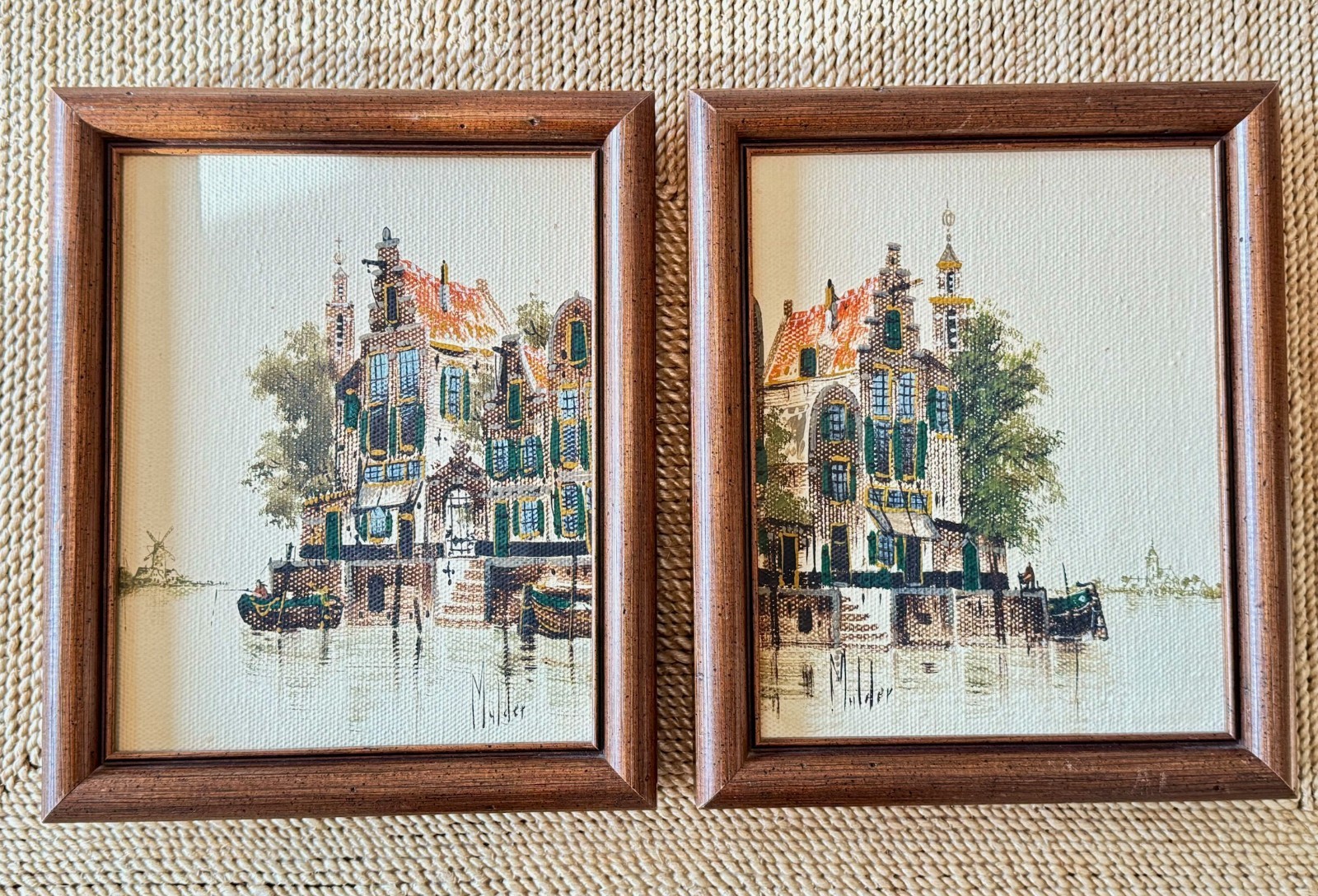 MCM Original paintings – Mulder Dutch canal scenes from the 1970s – Sold as set
