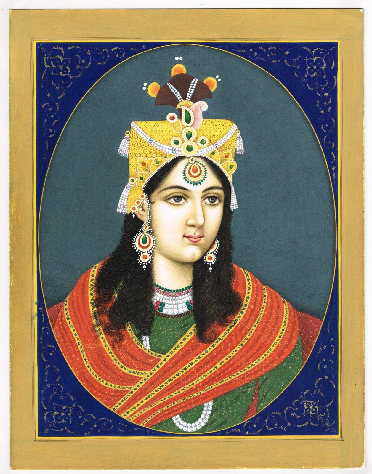 Portrait Painting Of Mughal Queen Mumtaz Mahal Mughal On Paper 10×13.5 Inches