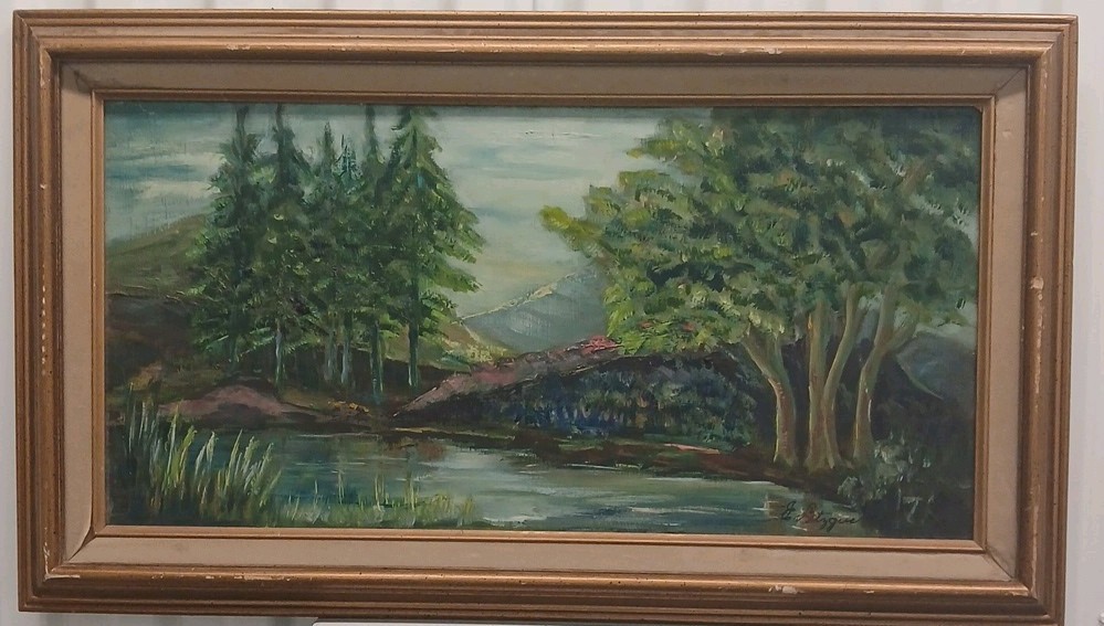 Vintage Mid-Century Original Oil Painting on Board – Signed E. Betzgus – 12×24 F