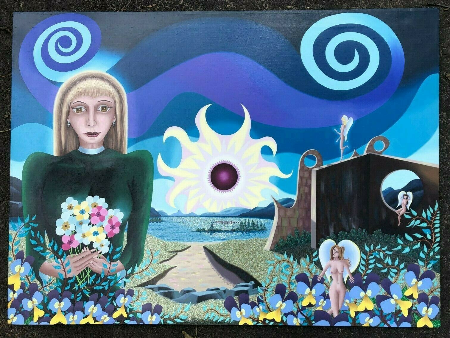 The Novitiate Folk/Surrealist 28 x 37 Oil Painting-1986- Gareth Crispell