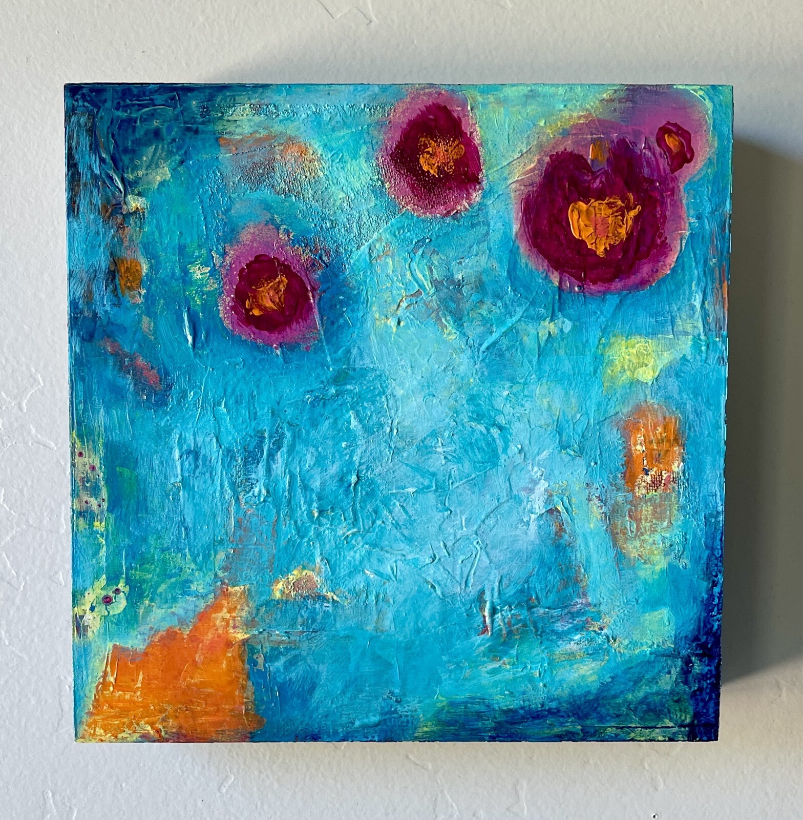 Painting Abstract Modern Meditation Art Acrylic on Wood Bright Colors OOAK New!