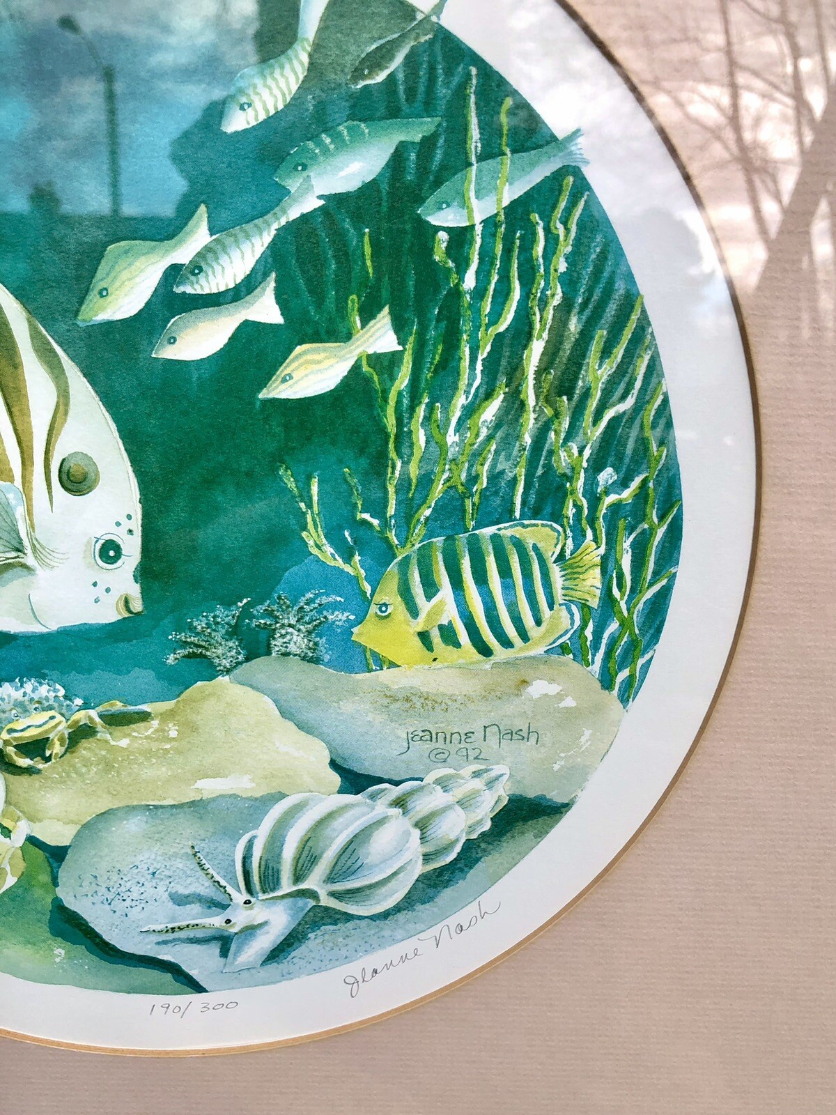 Gorgeous Framed Original Jeanne Nash Watercolor «Curious Crabs» c1992