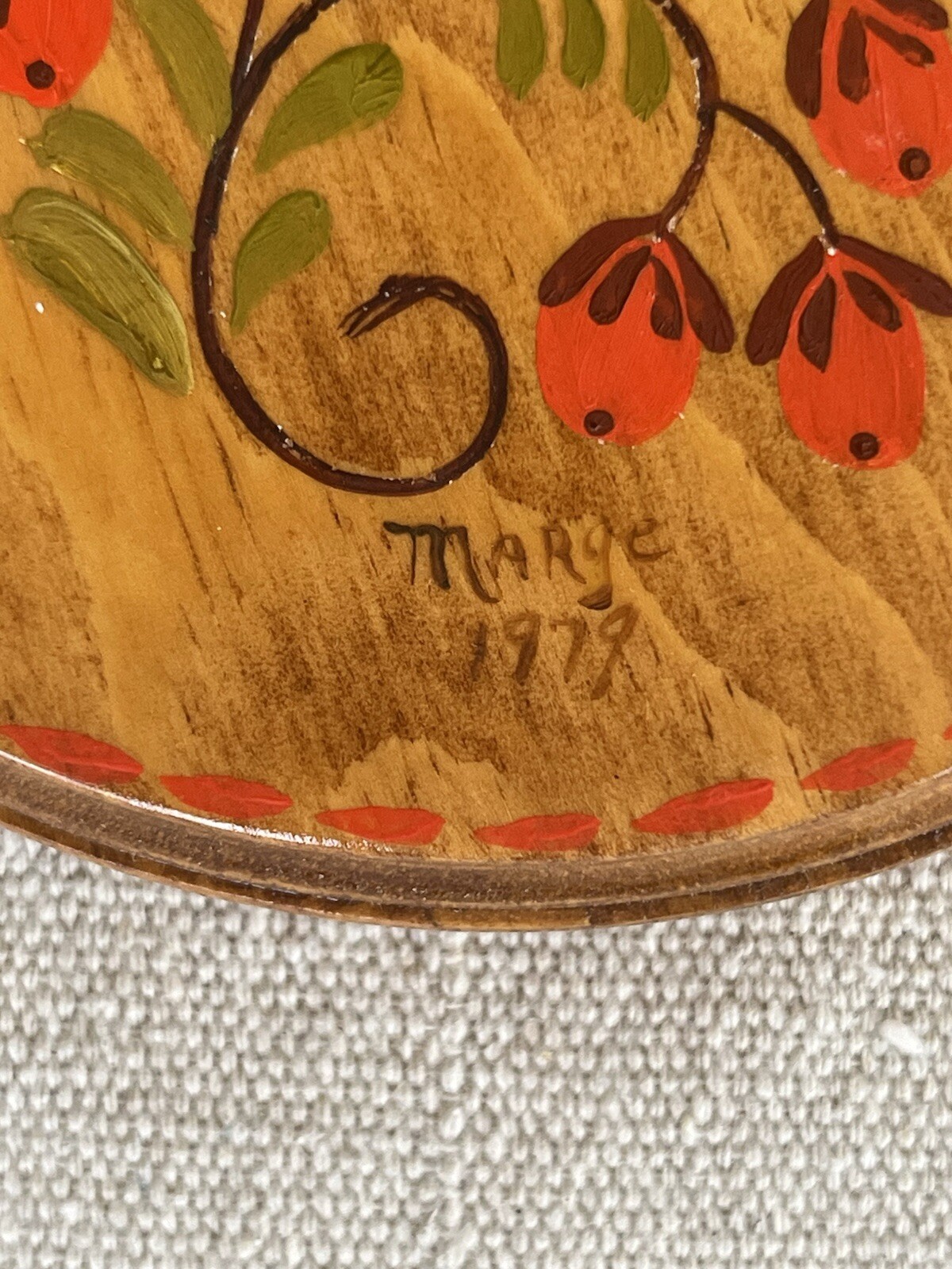 VTG Hand Painted and Signed Marge ’79 Trio of Wood Flowers Plaques Daisies, Rose