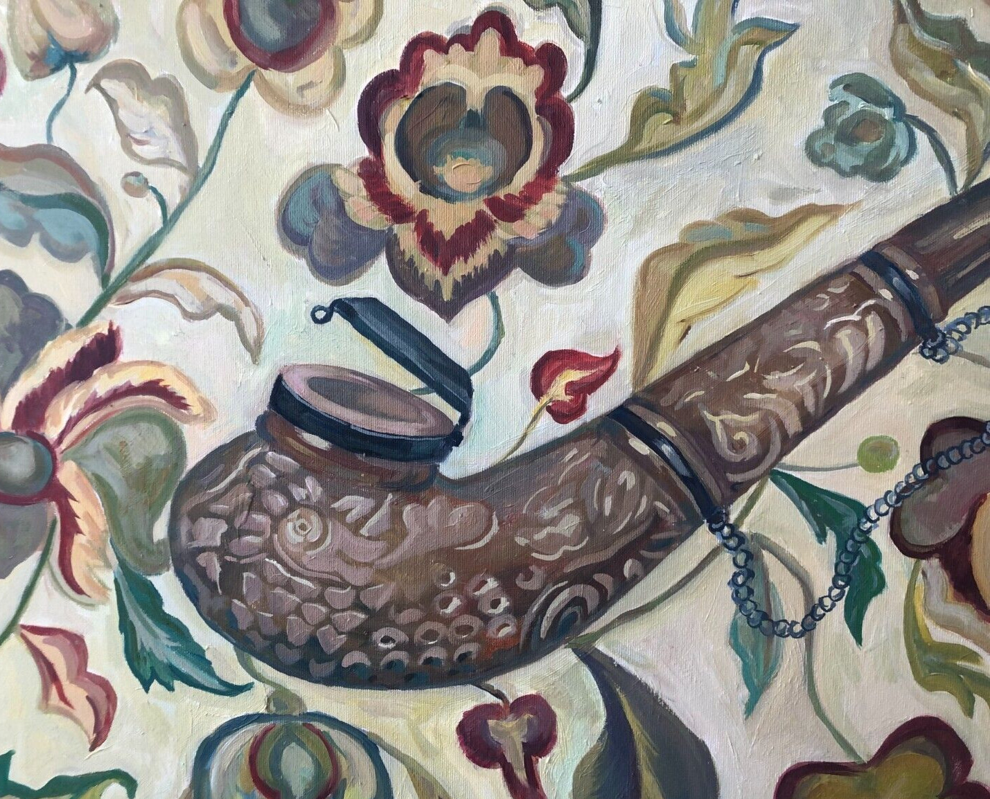 Painting by Ukrainian «Cossack smoking pipe» original painting on canvas