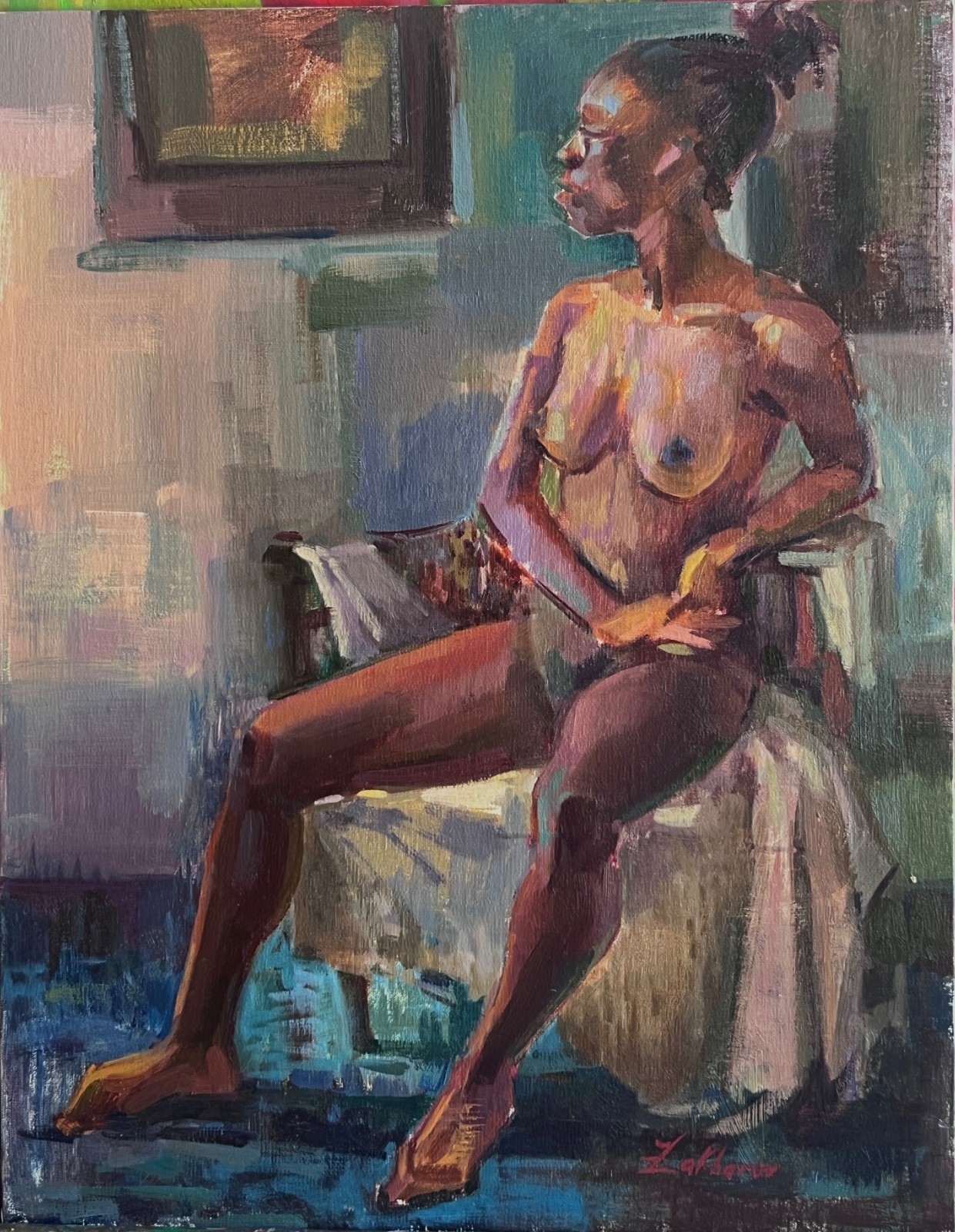 FEMALE NUDE Signed Original African American Woman Figurative Realism