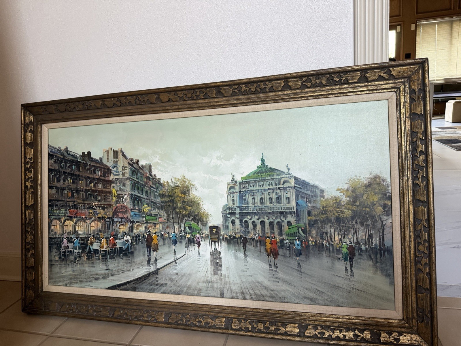 Vintage Antonio DeVity Oil Painting Paris Street Scene Stamped Studio D’Arte Art