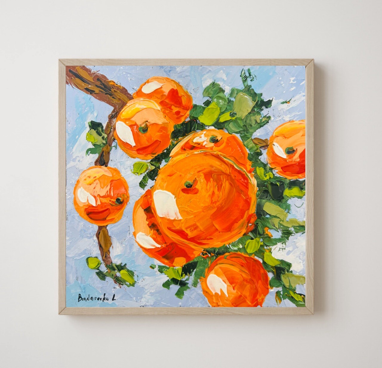 Orange Painting Trees Original Art Orange Trees Oil Painting Impasto
