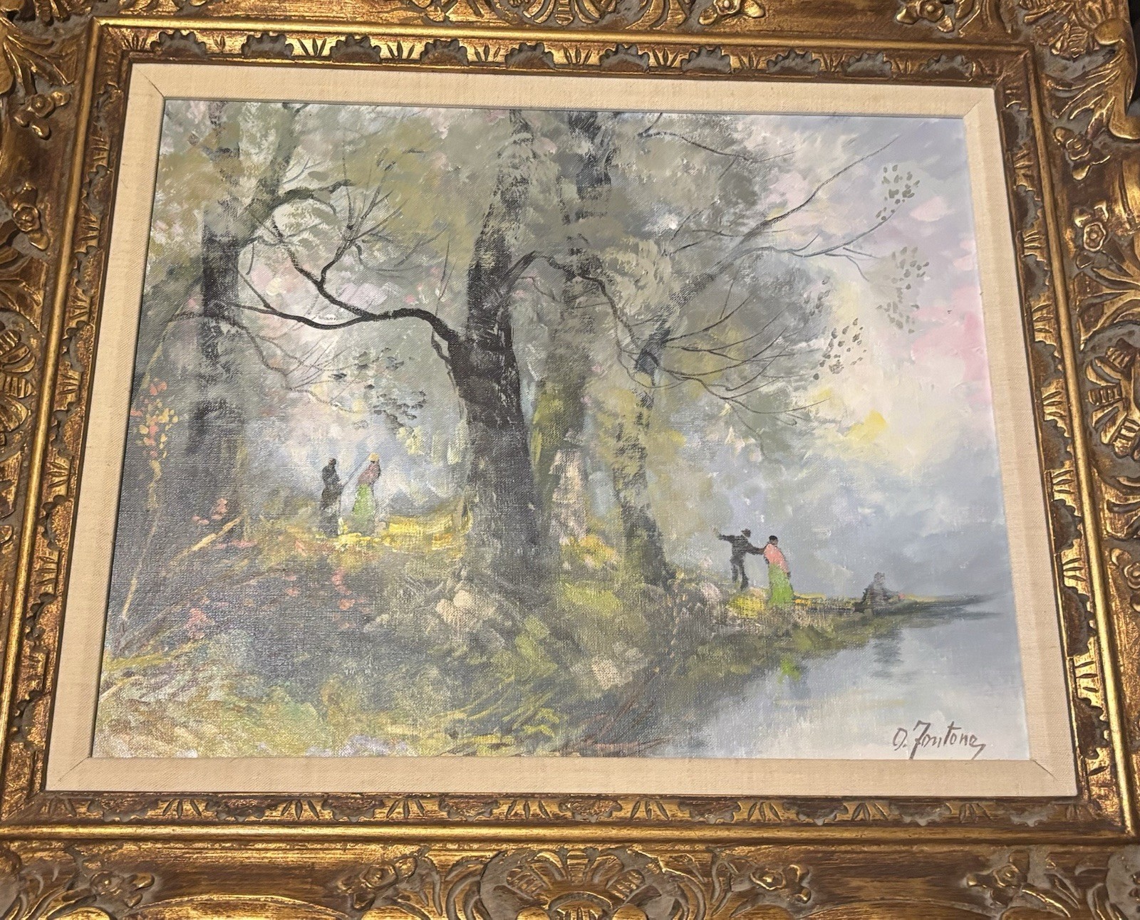 O. Fontana, Signed Oil Painting, River Scene