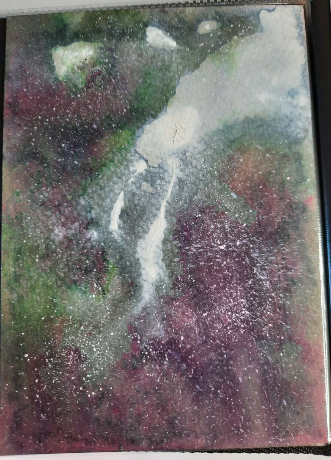 Miniature Watercolor Painting. Abstract Space Faded Nebula. Paul Eres. 5×7