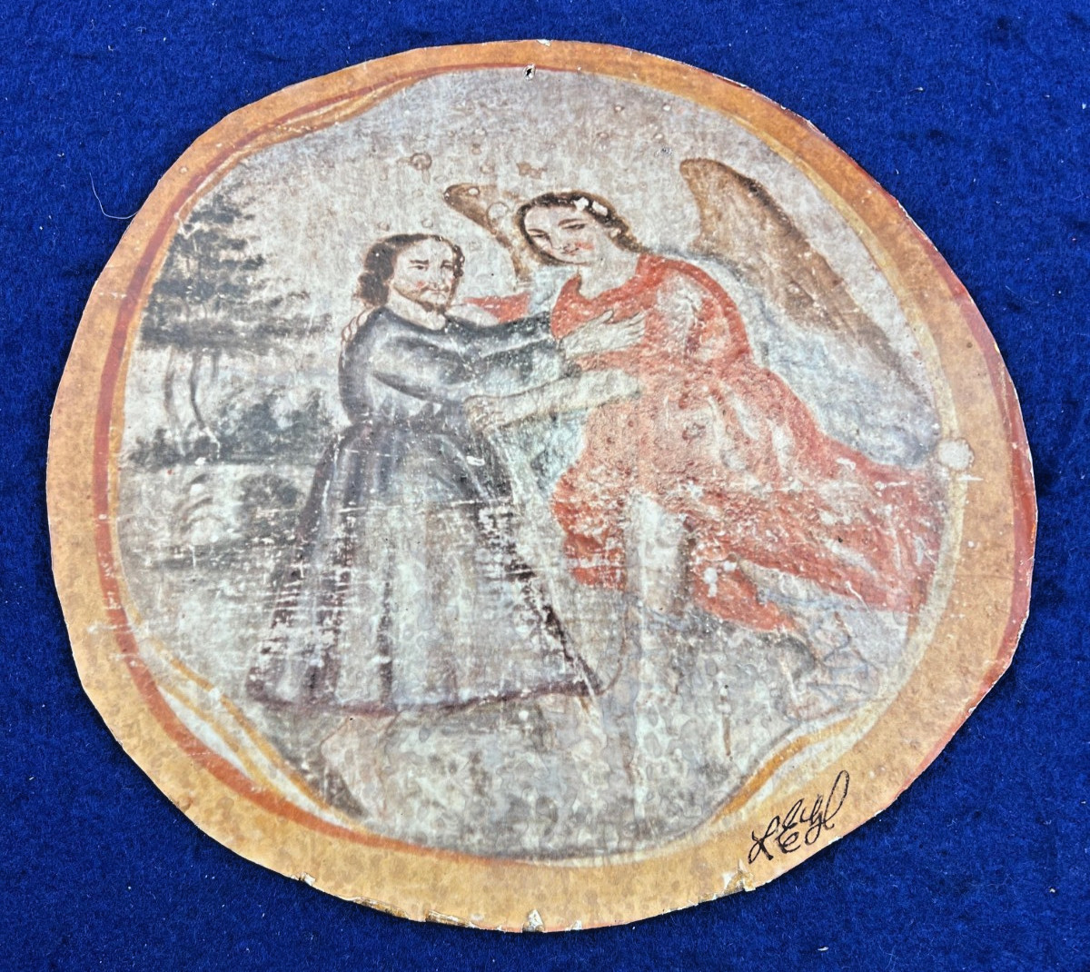 Jacob Wrestling with Angel Antique Christian Bible Saint Painting Cusco School