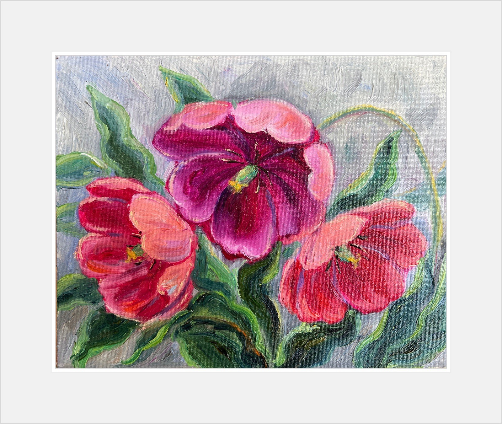 Original Oil Painting Tulip Flowers Wall Art Floral Wall Art 8×10 Wall decor