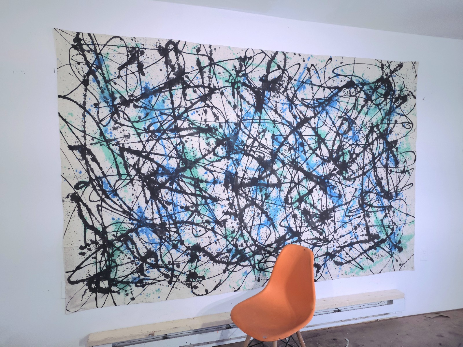 Museum Size Jackson Pollock Style Mid Century Large Abstract Painting Original
