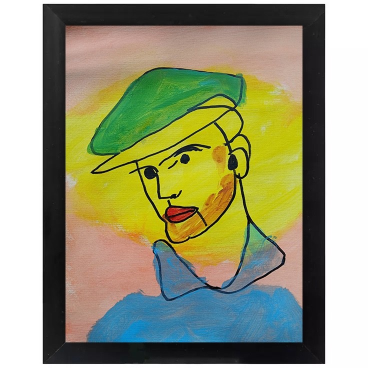 Abstract Expressionism 9 x 12 Green Beret Colorful Painting Modern Street Art