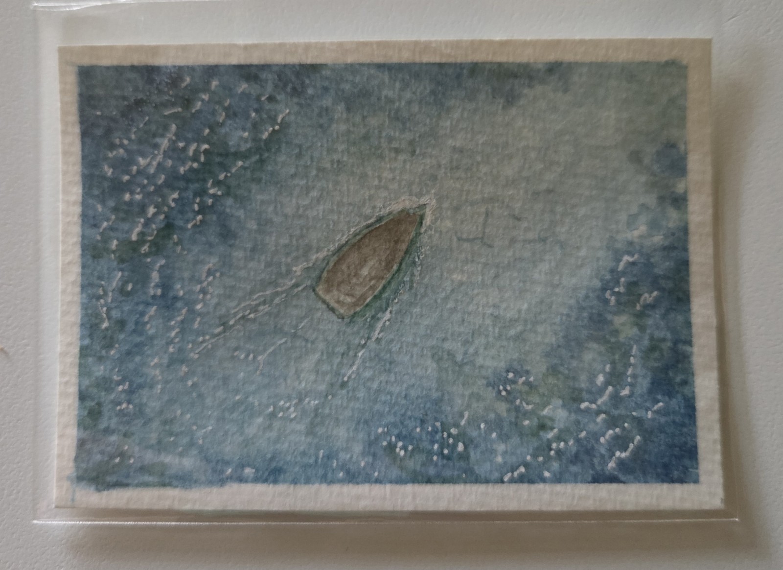 Original ACEO Watercolor Painting «Little Boat» 2.5×3.5 Signed