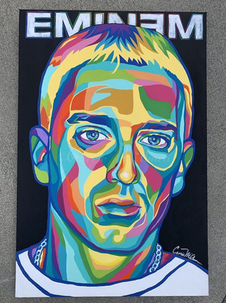 Eminem Original Painting 24×36″ Marshall Mathers Pop Art Dettroit Hip Hop
