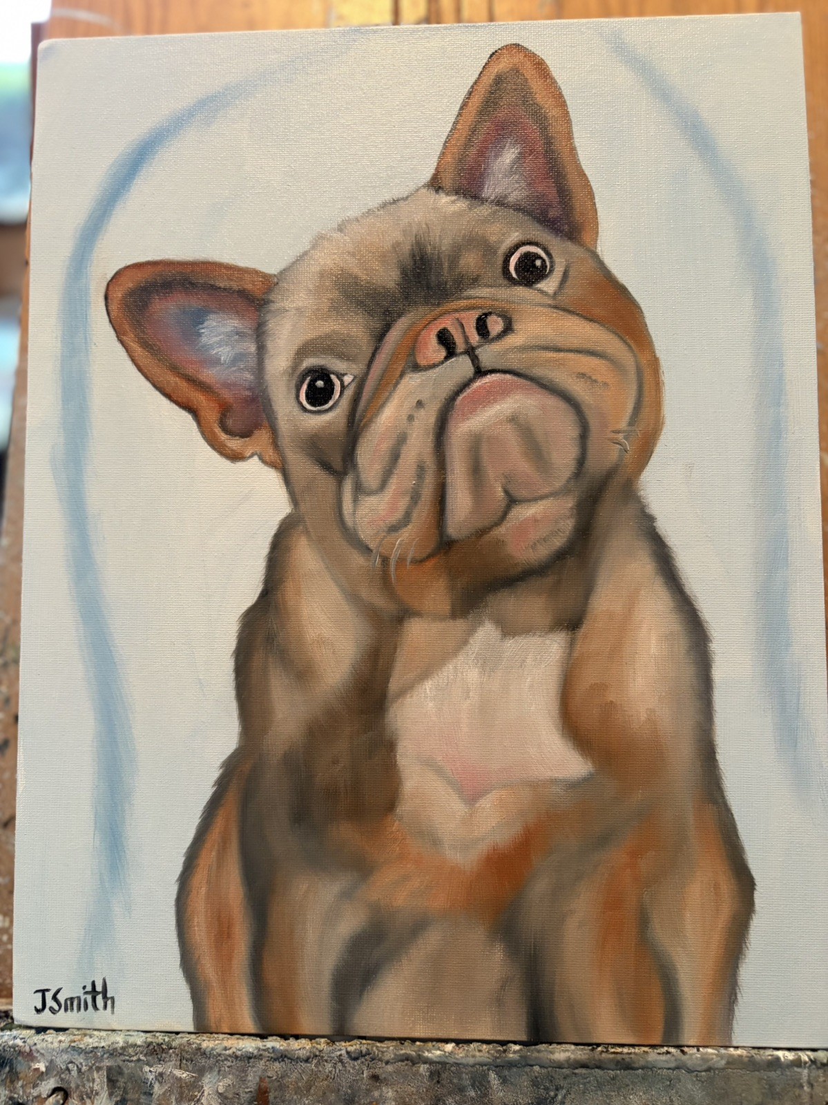 Original oil painting 11 x 14 inch French Bulldog with sassy attitude