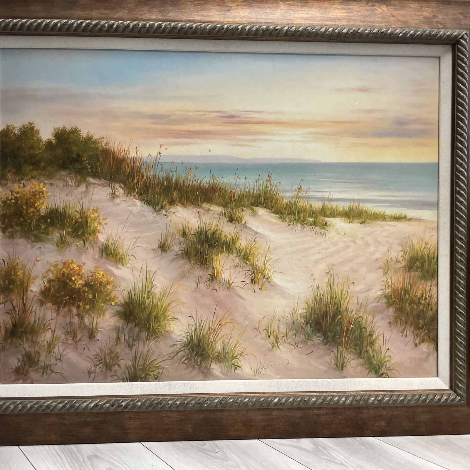 Vintage Coastal Sunset Signed B.Smith Vtg Frame Orig Litho 31″X39″