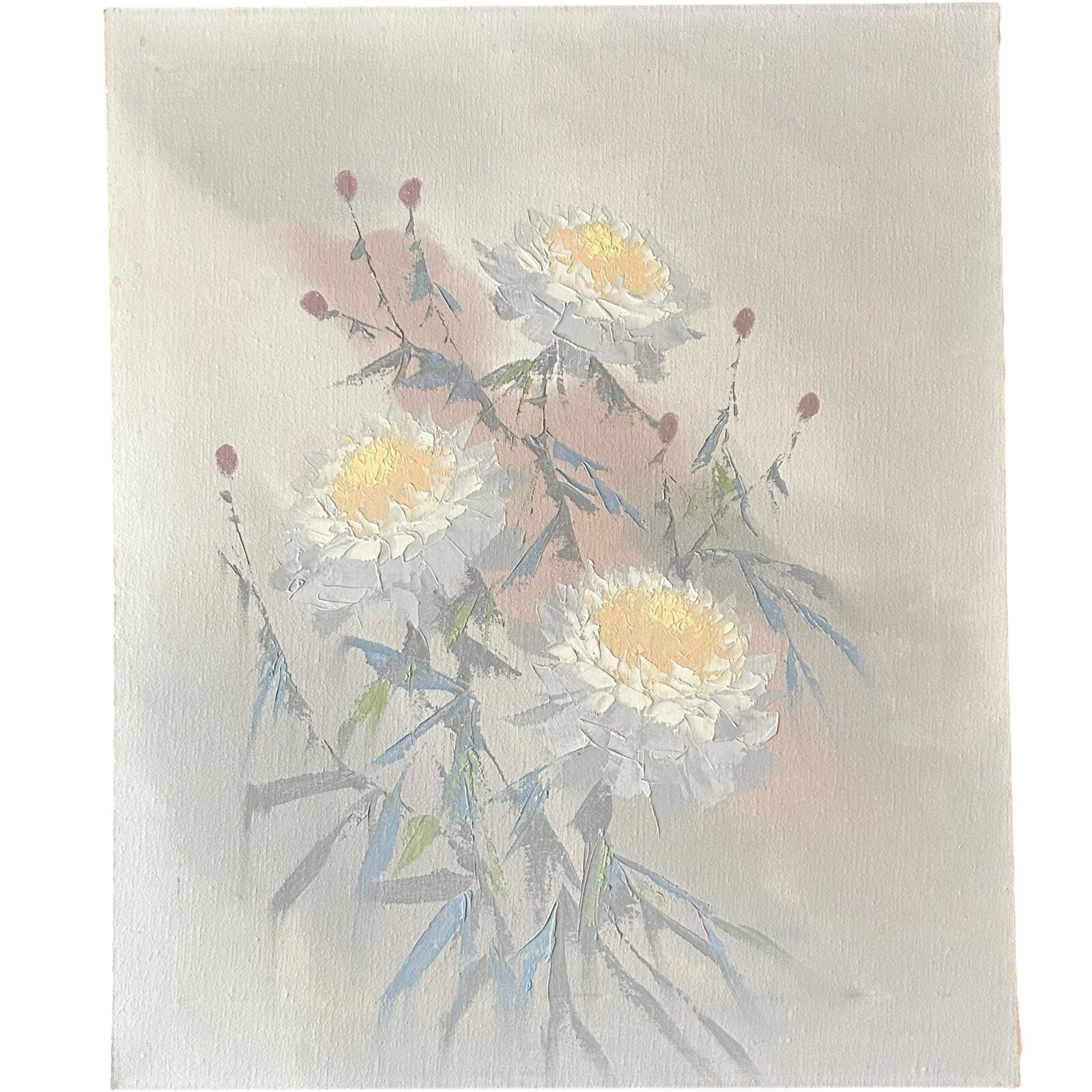 Segundo Huertas 1923-2010 Original Oil Painting Flowers 20×24 Signed Wall Art