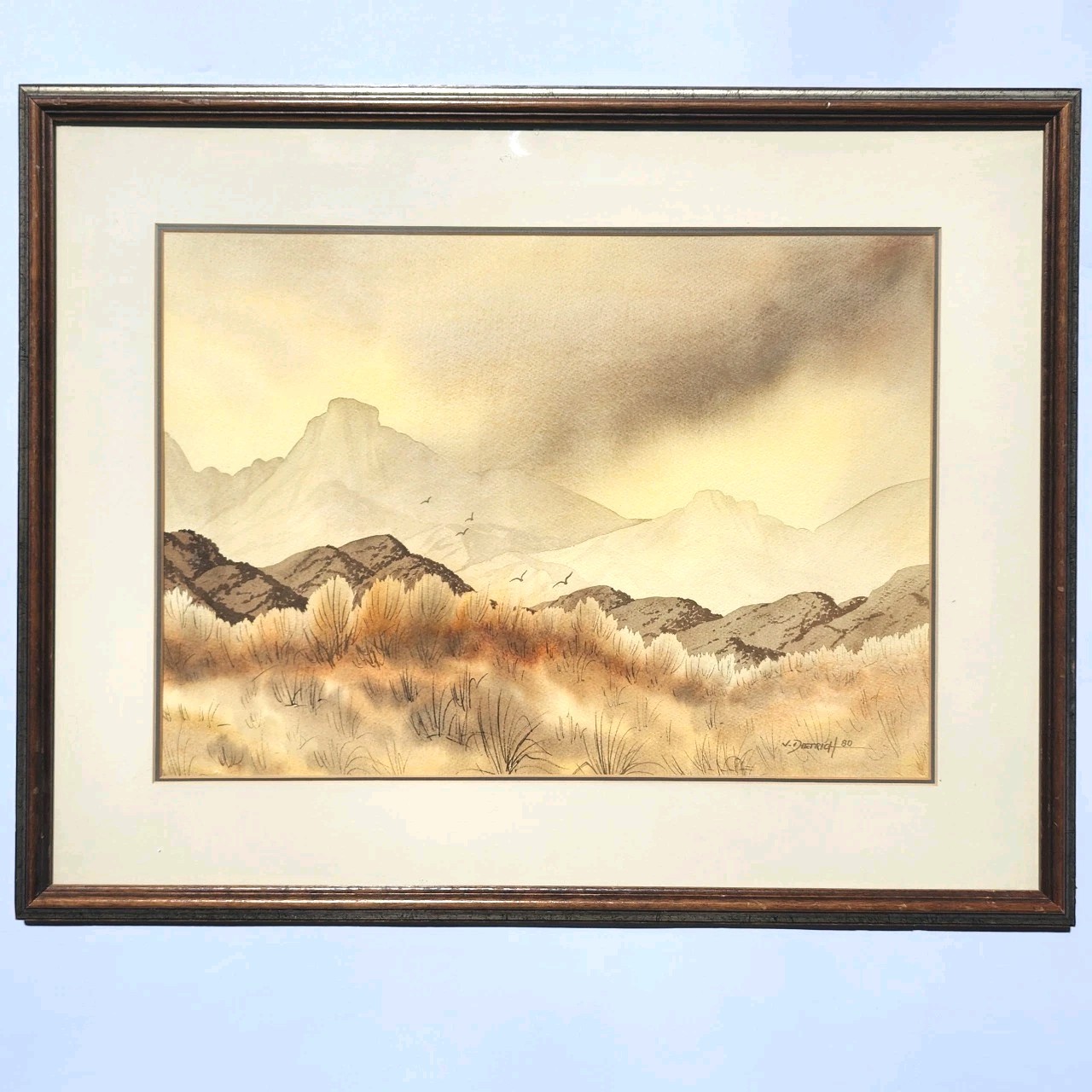 Jack Dietrich Signed Original Watercolor New Mexico Desert Landscape 28×22 Frame