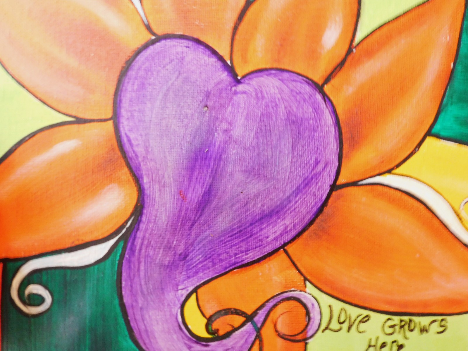 Abstract sun flowers heart garden Flat panel canvas Art by Rain Crow