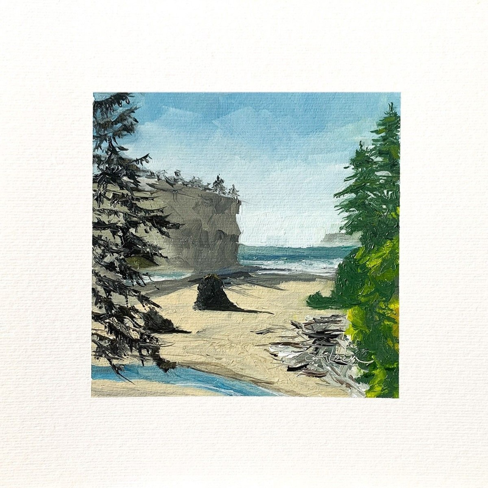 8×8 PNW Original Oil Painting Ruby Beach Seascape Olympic National Park Signed