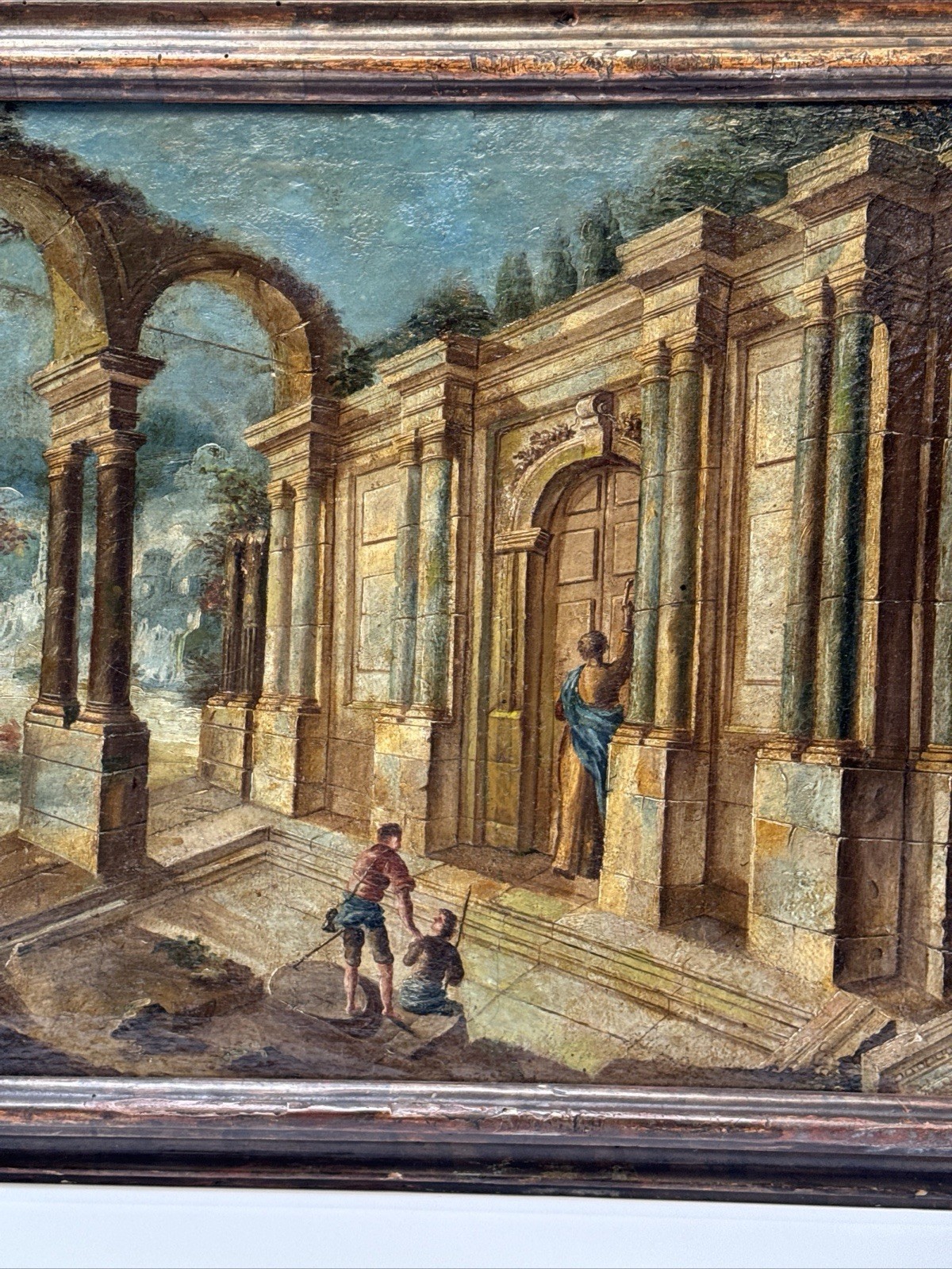 ANTIQUE OLD MASTER PAINTING 17TH TO 18TH CENTURY MYSTERY ARCHITECTURE LANDSCAPE
