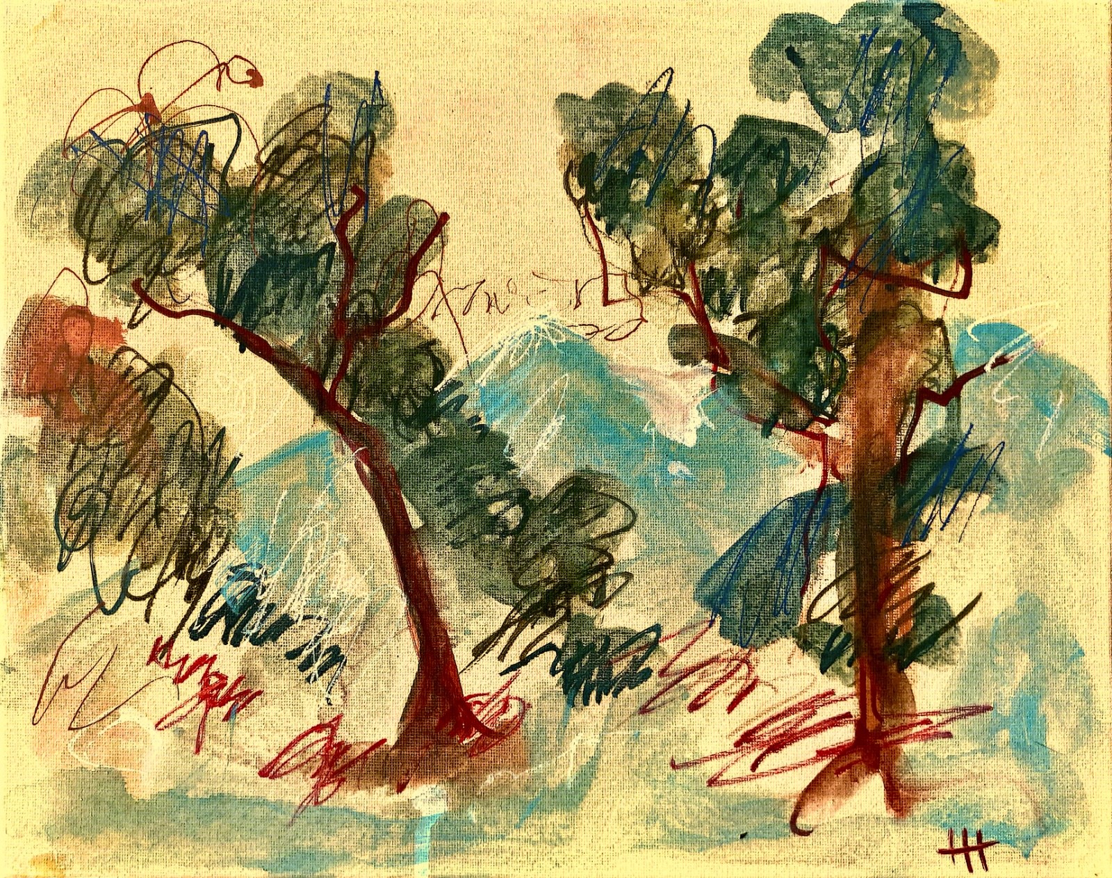Hand Painted Expressionist Landscape Acrylic 11×14 Canvas, Holly Hammond