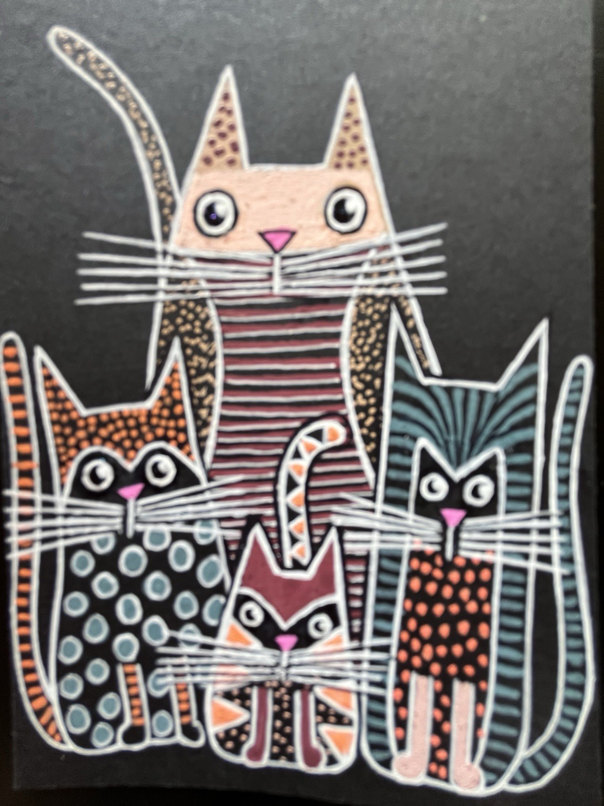 Original ACEO Art Card Painting Cat Kitty