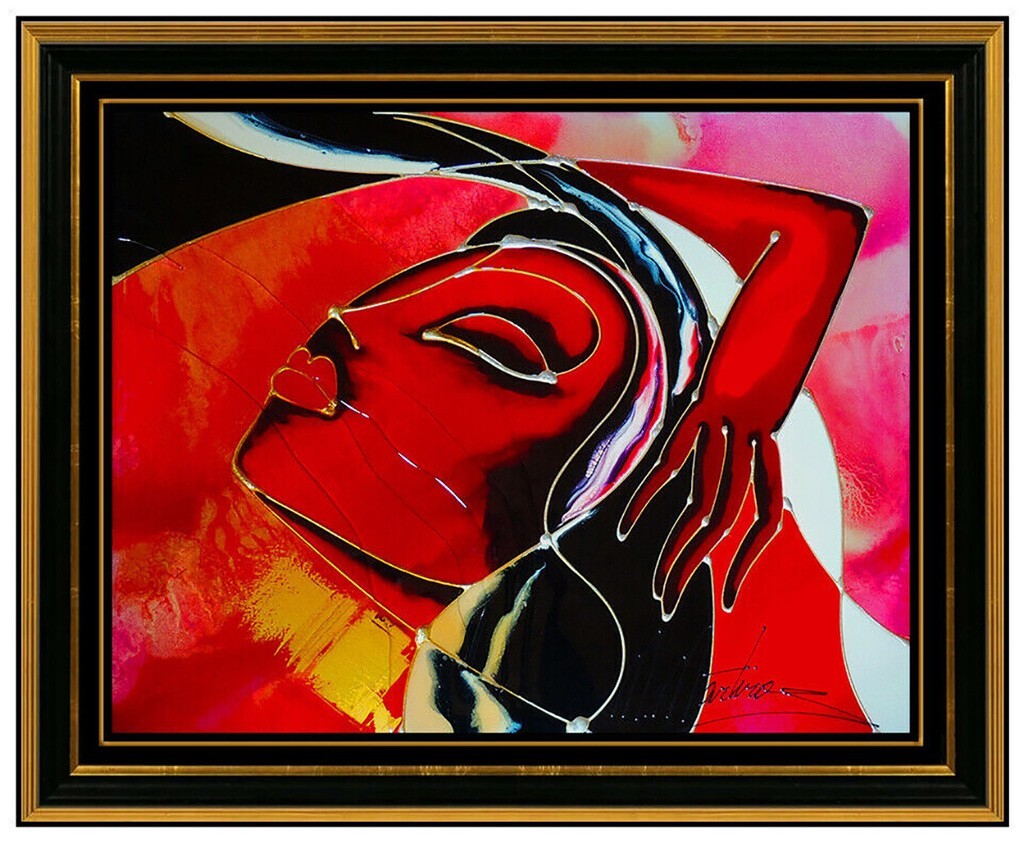 Martiros Manoukian Original Painting Acrylic On Canvas Female Woman Framed Art