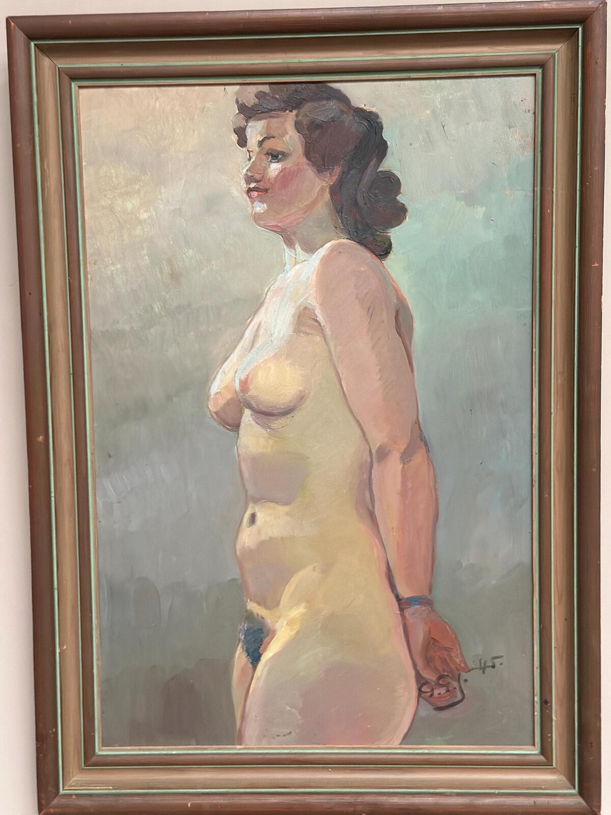 Swedish Oil on Panel – “Nude Study” attributed to Gustaf Gunnar Johansson 1945
