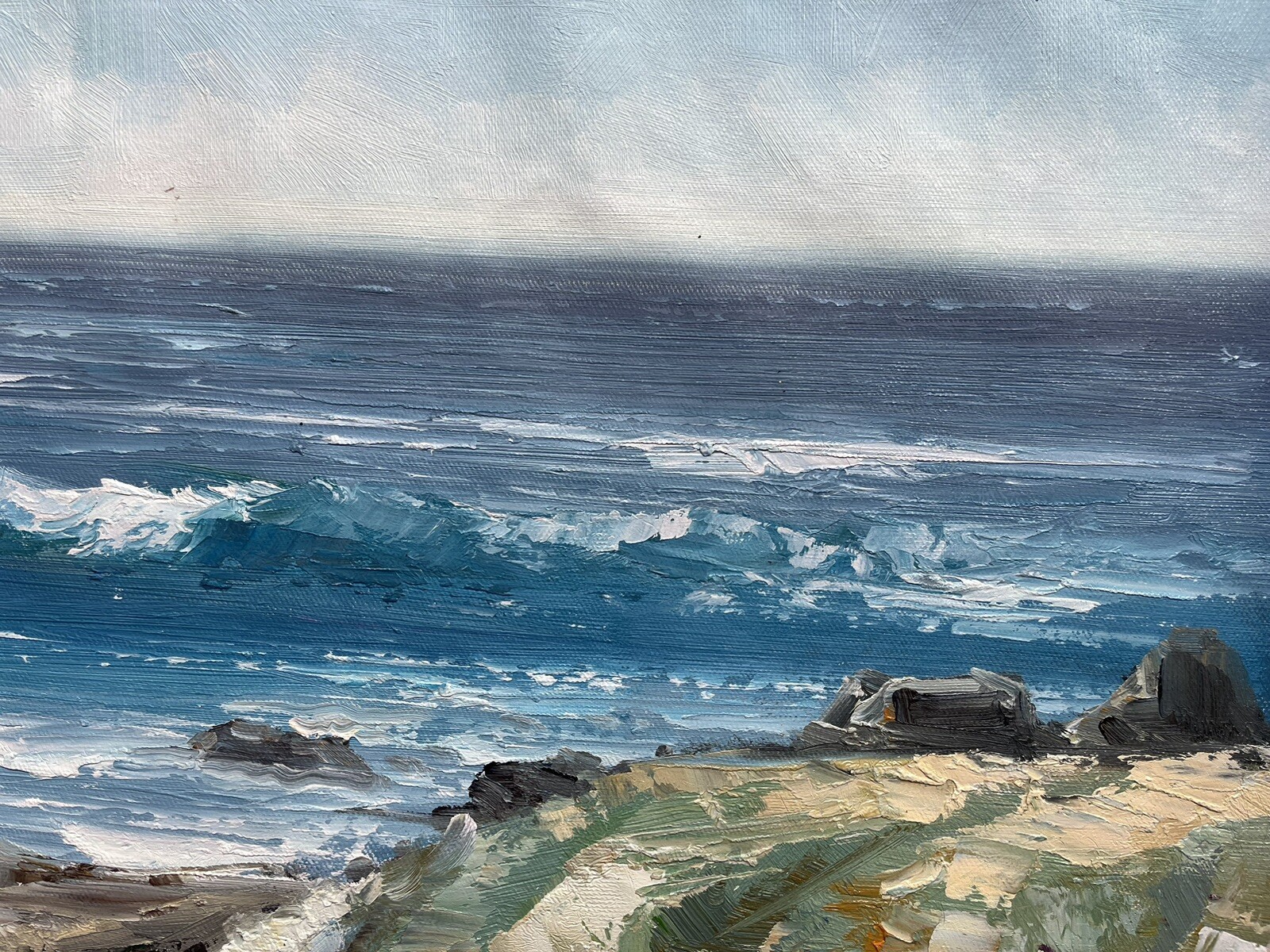 Seascape,Ocean,waves,landscape ,Original Oil Painting by Jason, 70 x 50 cm