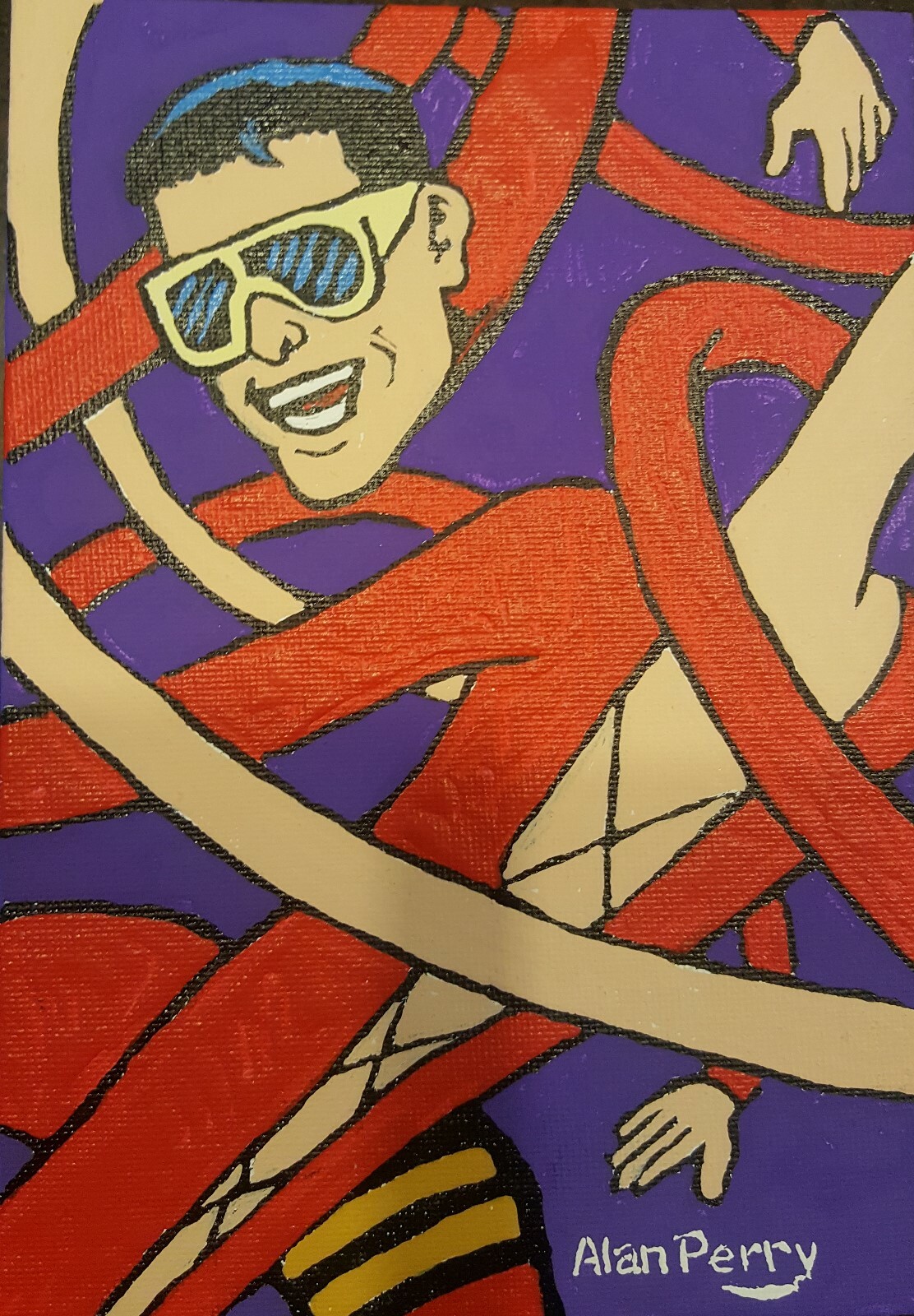 Plastic Man, DC Superhero, Original 5″ x 7″ Acrylic Painting