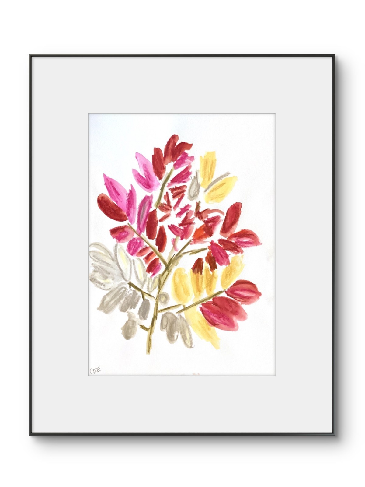 Colorful Leaves Plant Botanical Art Modern Original 11 x 14 Paper