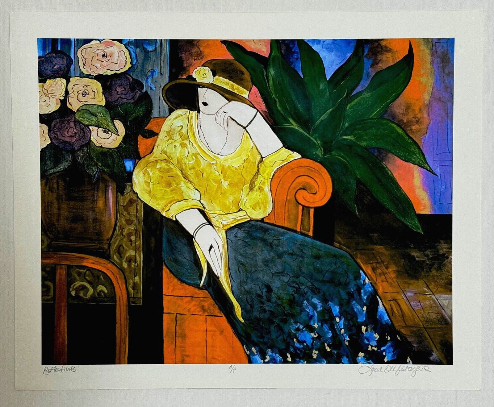 VTG»REFLECTIONS» LAURA MOSTAGHEL SIGNED GICLEE ON PAPER ARTIST PROOF 22″X18″