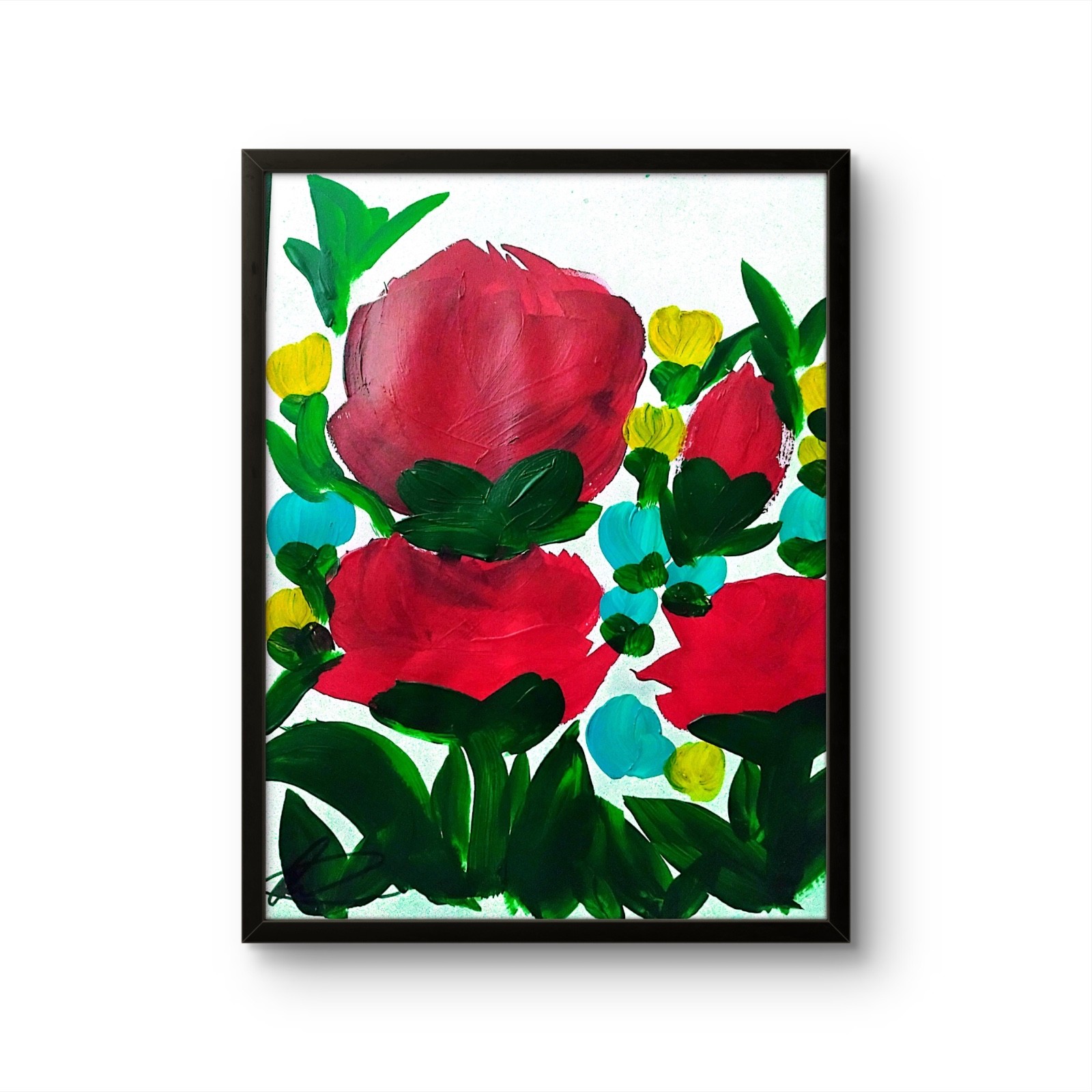 (FRAMED) Original art 14 X 11 Mixed Media Colorful Modern Art Acrylic Painting