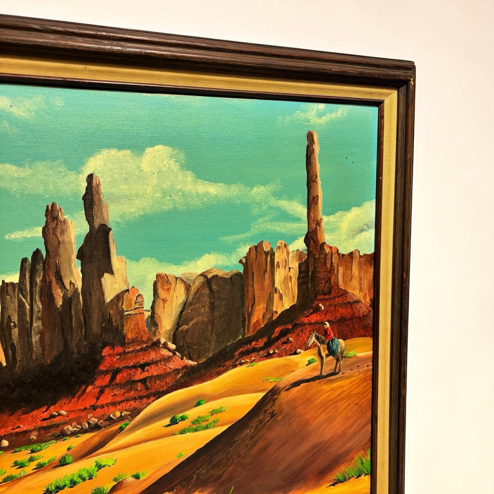 Vintage Morning Ride South Western Desert Landscape Canvas Oil Painting Horse