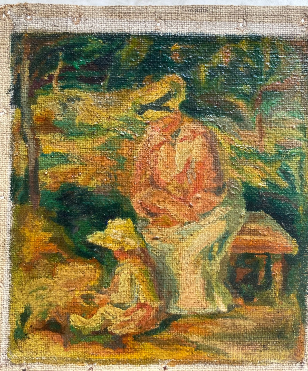 RENOIR Original French Impressionist – Antique Oil Canvas 1903’s – Woman & Child