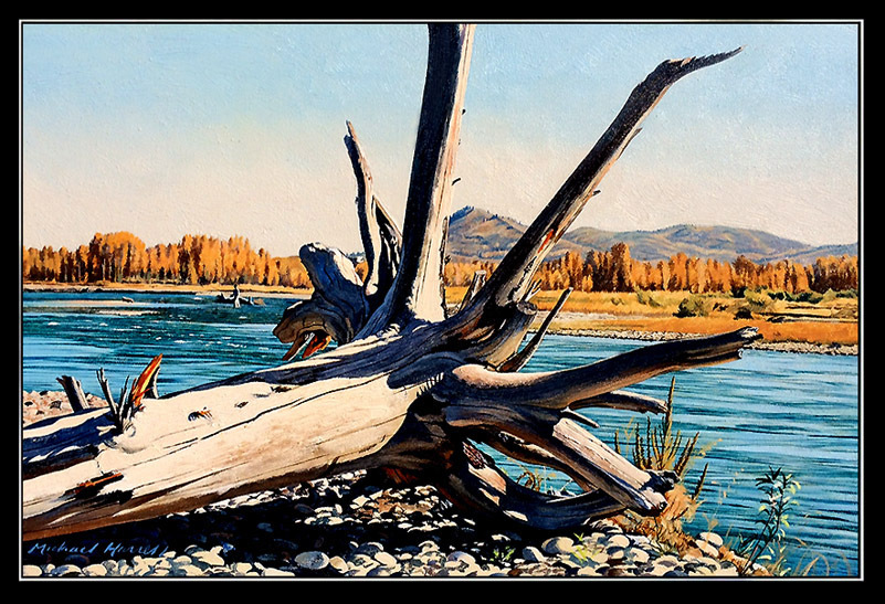 MICHAEL J. HARRELL Original OIL PAINTING on CANVAS Art SIGNED Fishing LANDSCAPE
