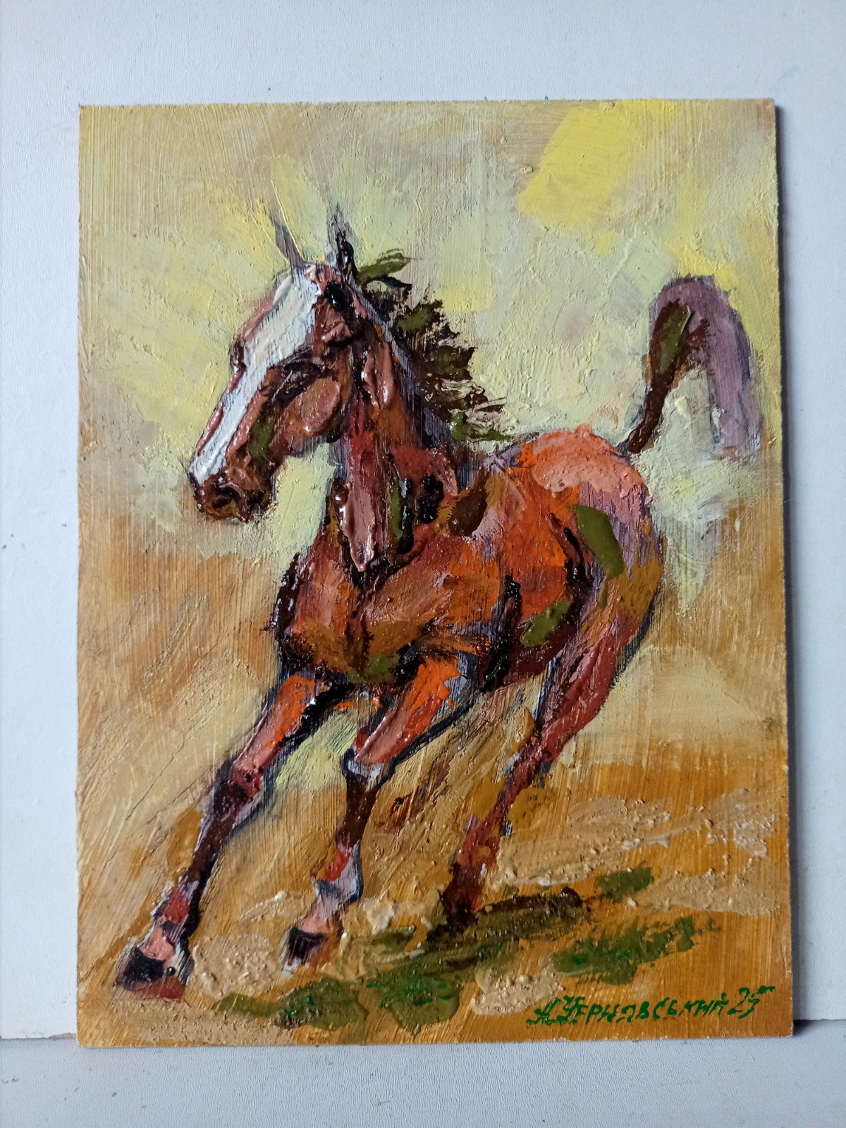 Horse Impasto Painting Original Art Impression Oil Painting 7.8 x 5.9 in