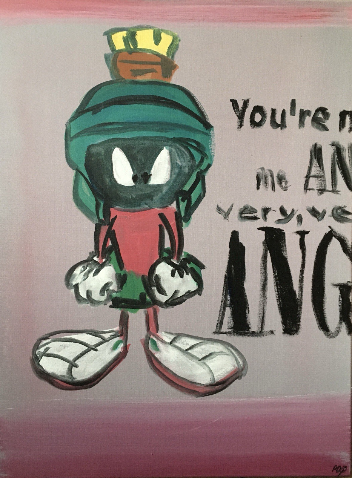 PDQ Artist Originals Painting Cartoon Martian Figurative Pop Art Acrylics 24×18