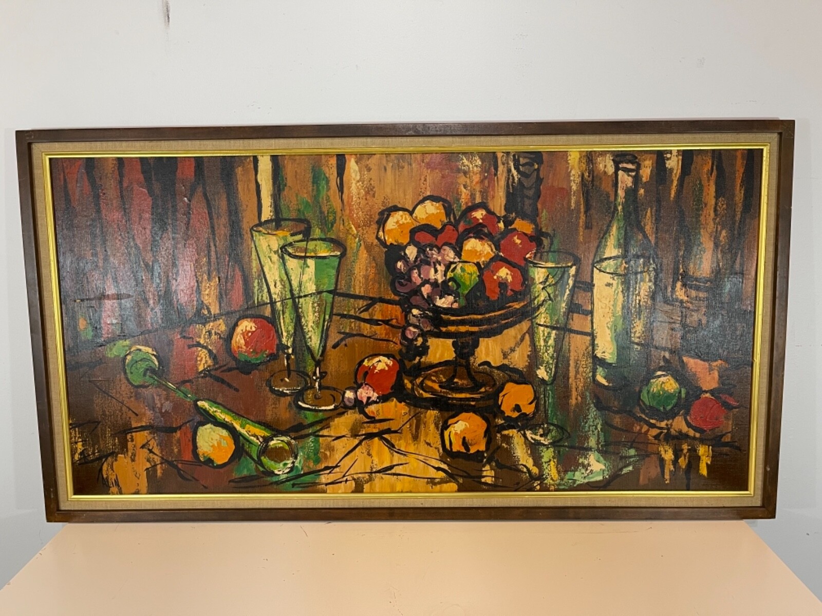 Contemporary Banquet Table Still Life Large Oil Painting Signed Alin