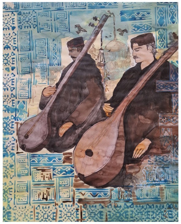Classic Hand Painted Watercolor Painting- Tanboro Players