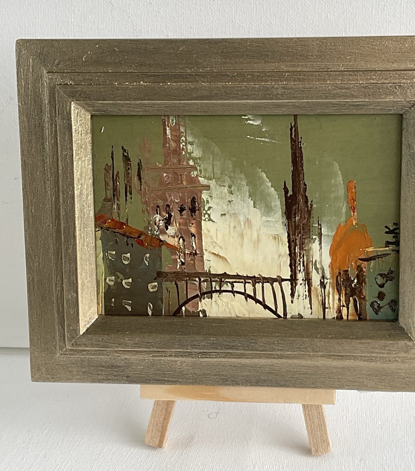 Cityscape Original Oil Painting Town Small Tiny Mini Framed Contemporary Artwork