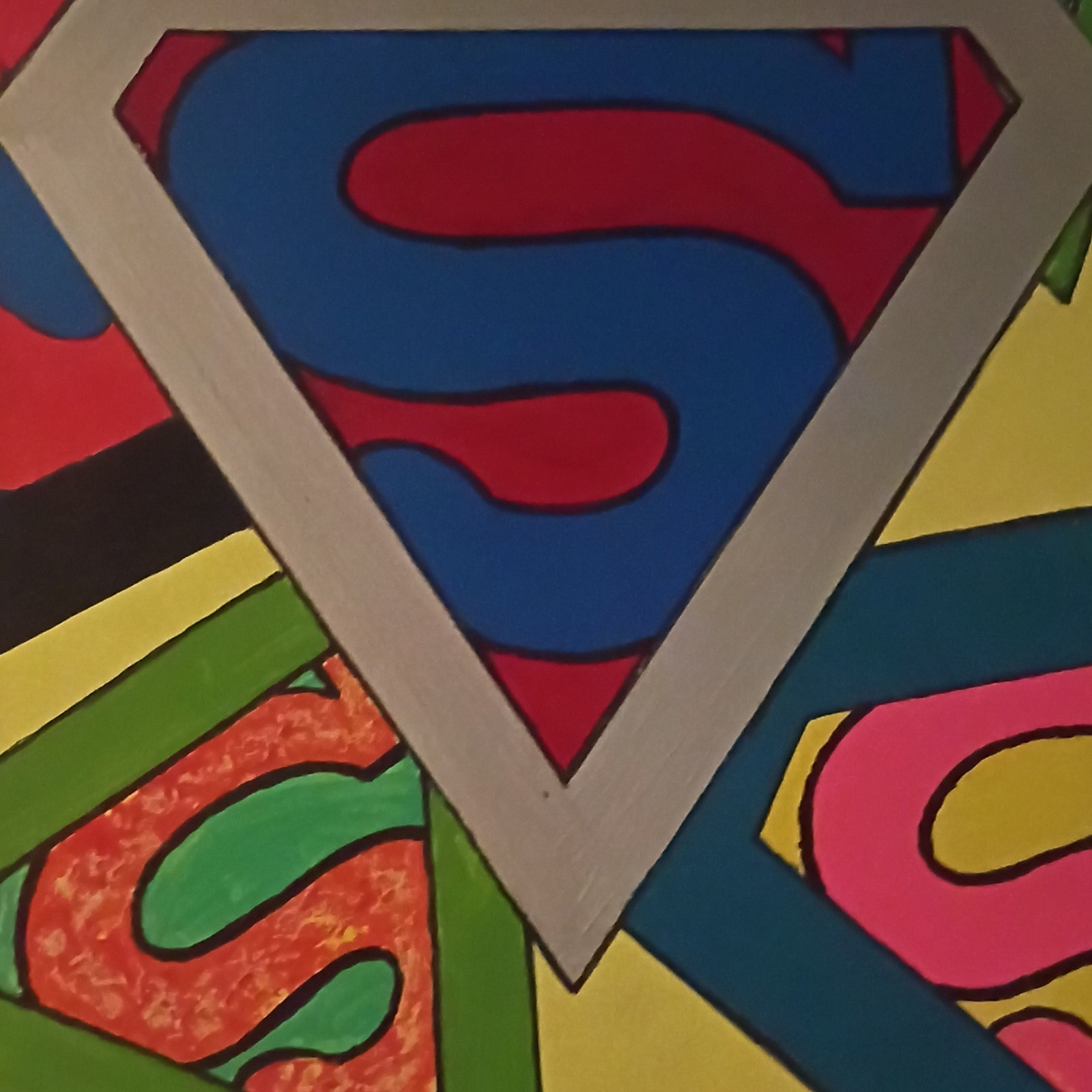 Superman Pop Art S Logo Comic Book Superhero Painting Single Piece
