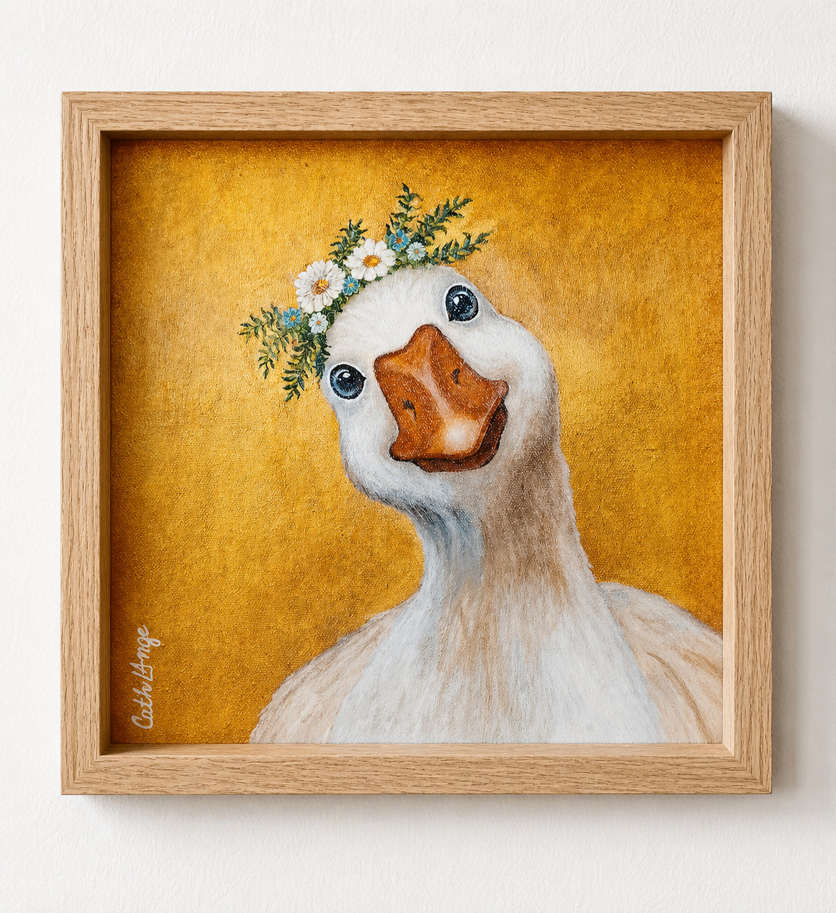 Funny Goose Painting Original Acrylic Artwork Framed 30×30 cm Ready to Gift