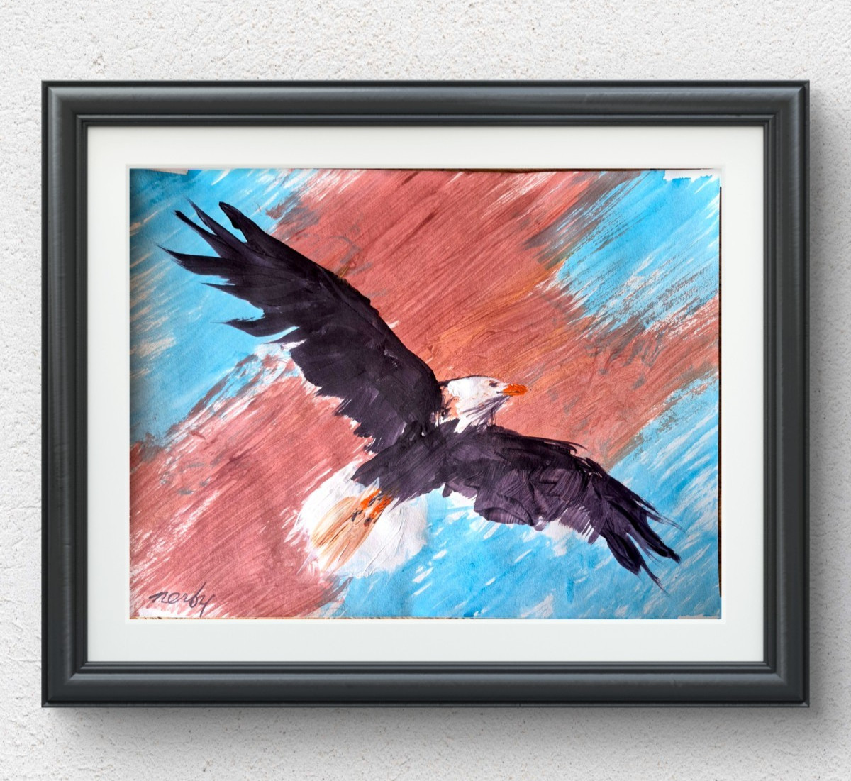 Original Abstract 11×14 Animal Acrylic Painting Signed Colorful Contemporary 165