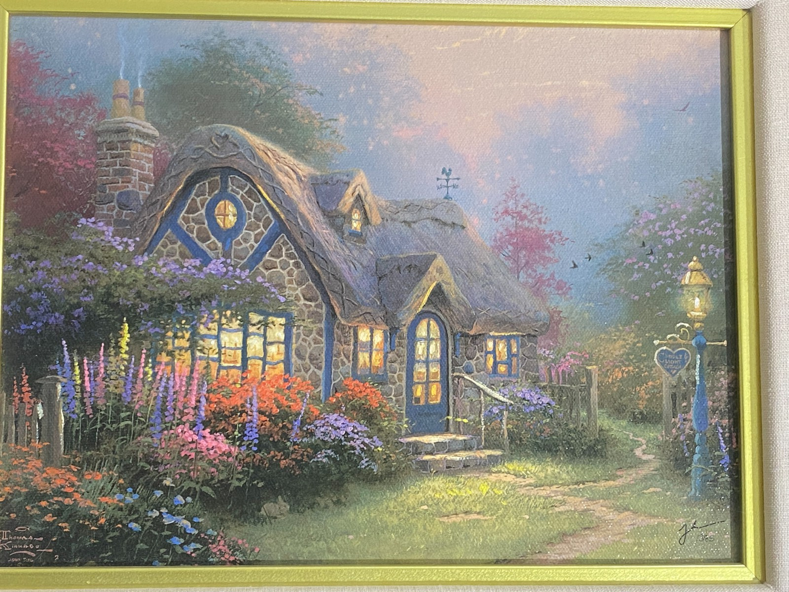 Thomas Kinkade «Candlelight Cottage» Framed Oil on canvas.